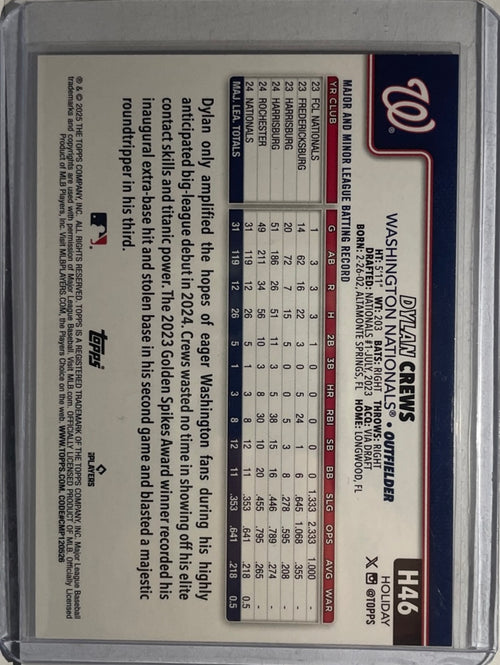 2025 Topps Holiday - Dylan Crews #H46 (RC)