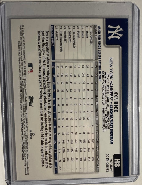 2025 Topps Holiday - Ben Rice #H8 (RC)