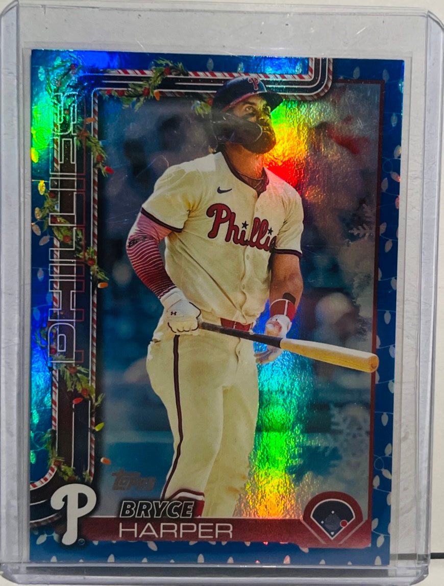 2025 Topps Holiday - Bryce Harper #H69 Blue Holiday Lights