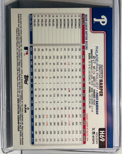 2025 Topps Holiday - Bryce Harper #H69 Blue Holiday Lights